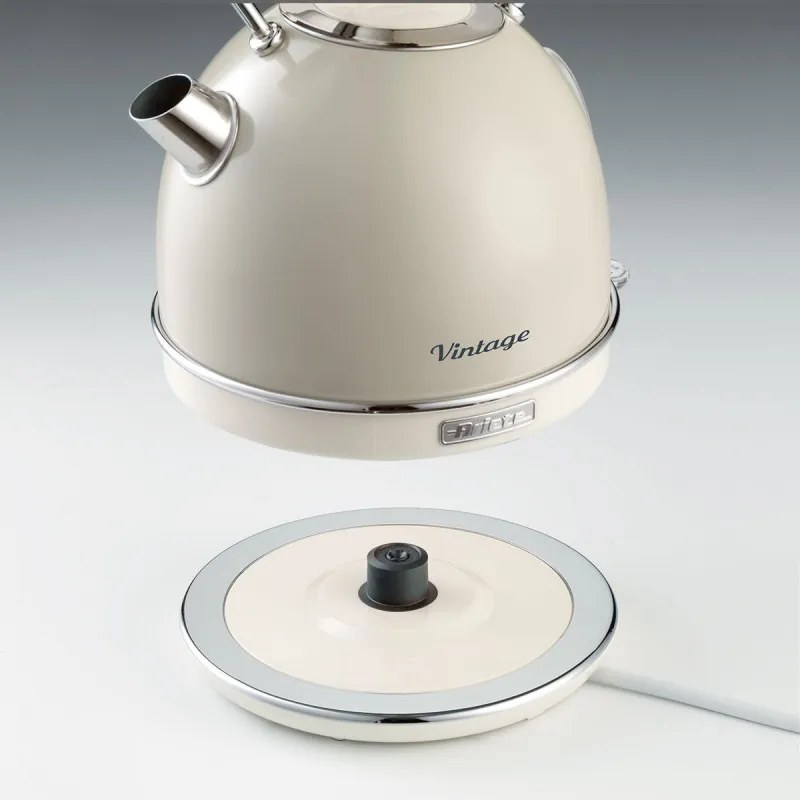Ceainic electric Ariete VINTAGE 2877/03, 2000W, 1.7 L, Corp otel, Suprafata rece, Baza 360°, Bej