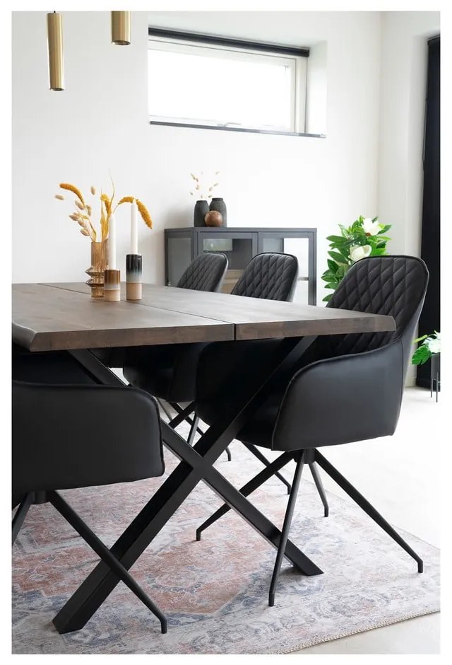 Scaun de sufragerie negru tapițat Harbo – House Nordic