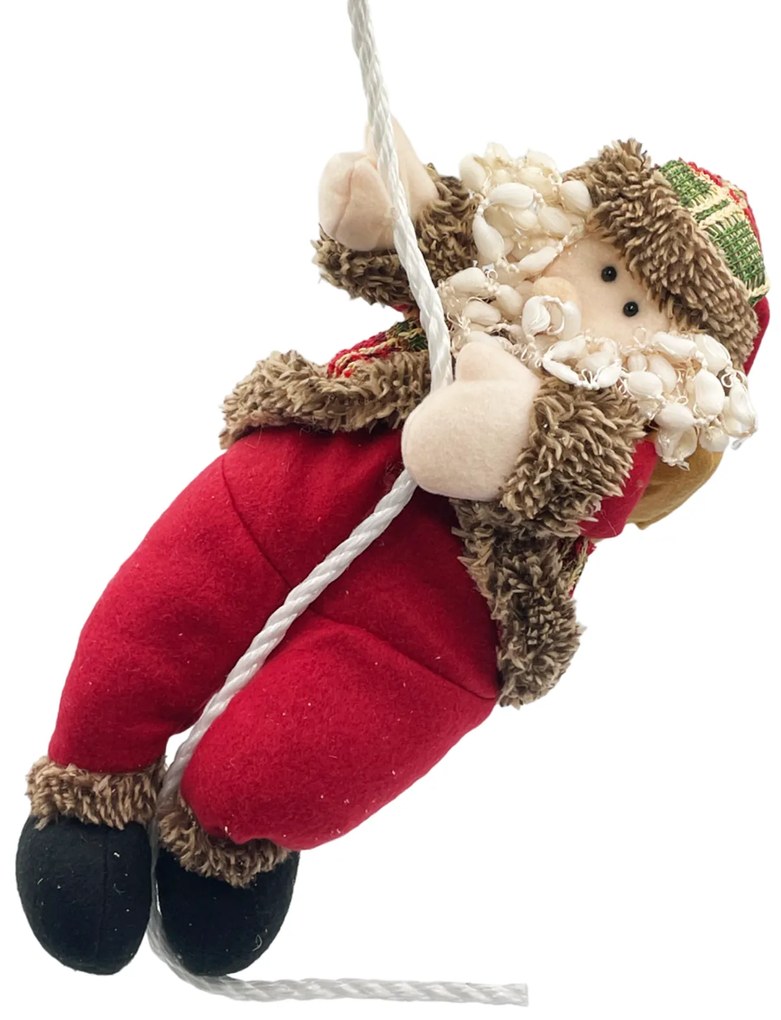 Figurina Mos Craciun pe sfoara FUNNY, Rosu, 40cm