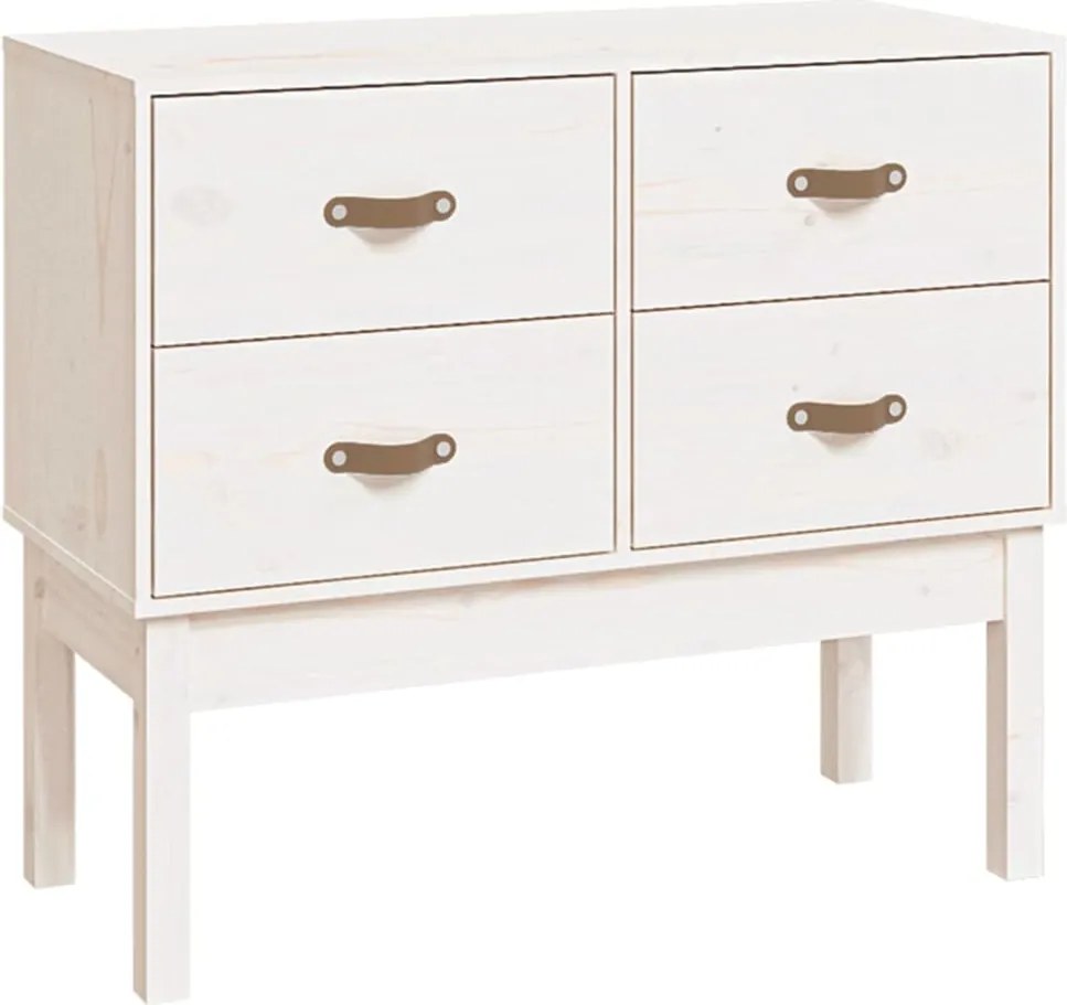 vidaXL Dulap consolă, Alb, 90x40x78 cm, lemn masiv de pin