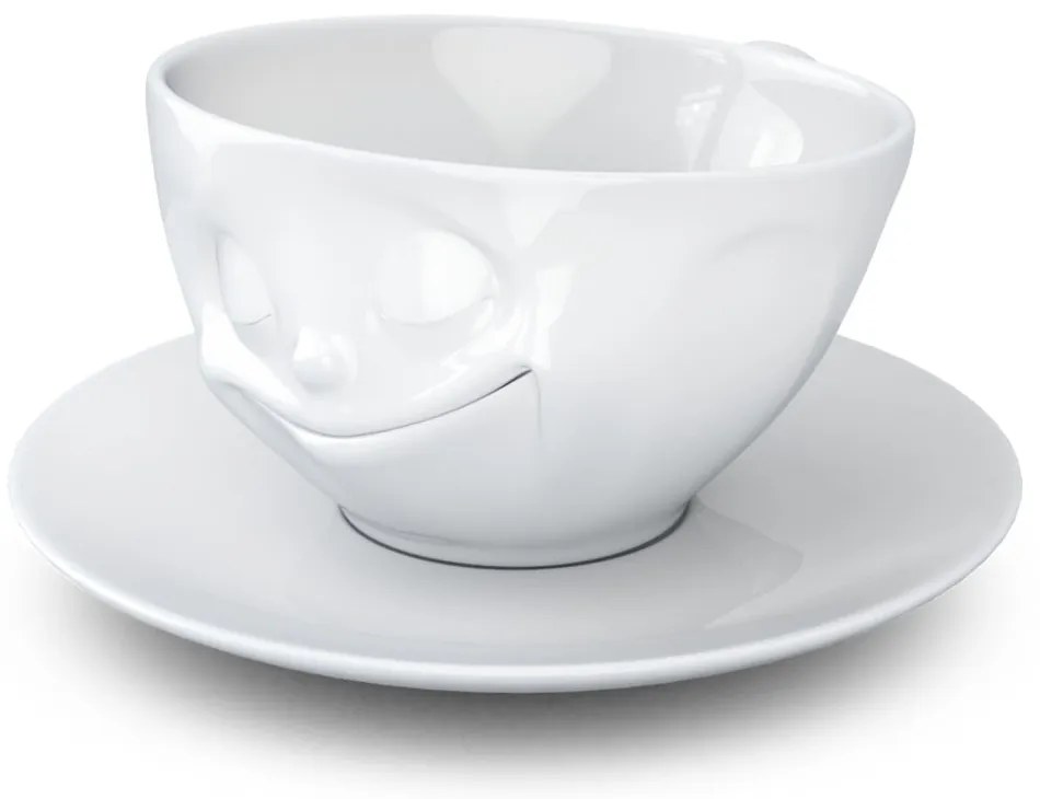 Ceașcă din porțelan pentru cafea 58products Happy, alb, 200 ml