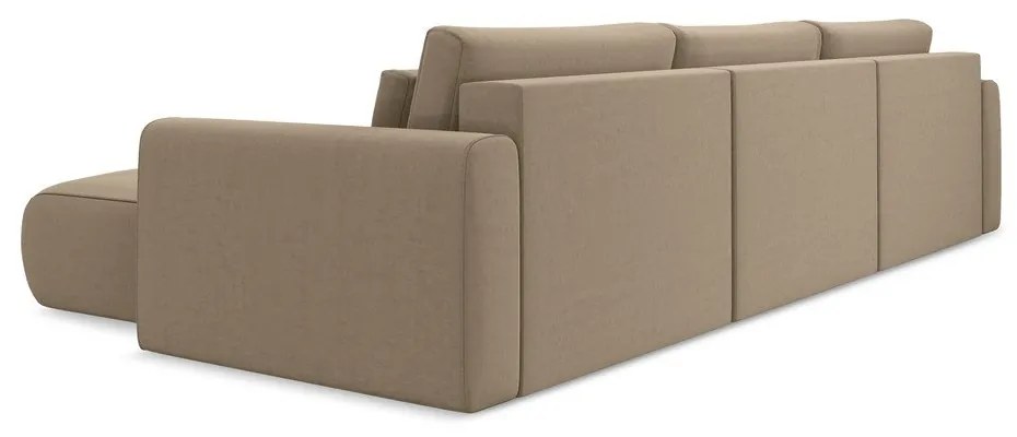 Colțar maro deschis extensibil/cu spațiu de depozitare cu tapițerie din catifea (în formă de "U") Kapua – Makamii