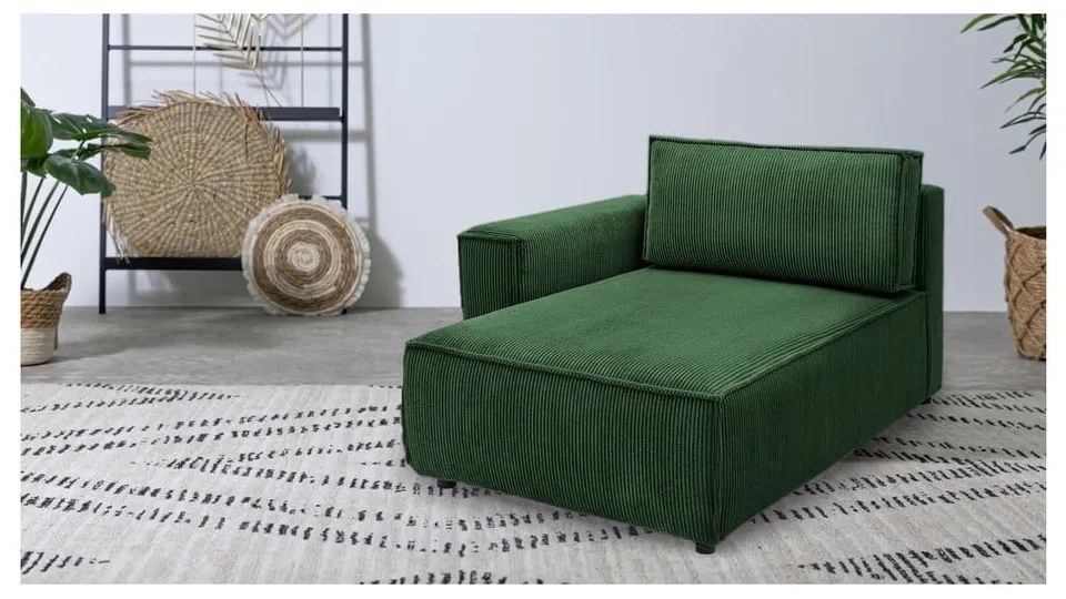 Modul pentru canapea verde cu tapițerie din catifea reiată (cu colț pe partea stângă ) Nihad modular – Bobochic Paris