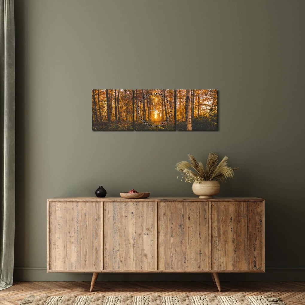 Tablou - Pădurea toamna (cu ceas) (90x30 cm)