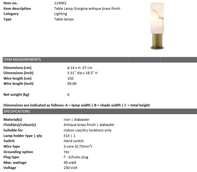 Veioza design elegant LUX Giorgina, alabastru 114062 HZ