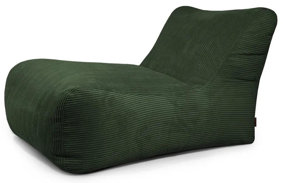 Fotoliu bean bag verde cu tapițerie din catifea reiată Lounge 100 – SLOWDOWN