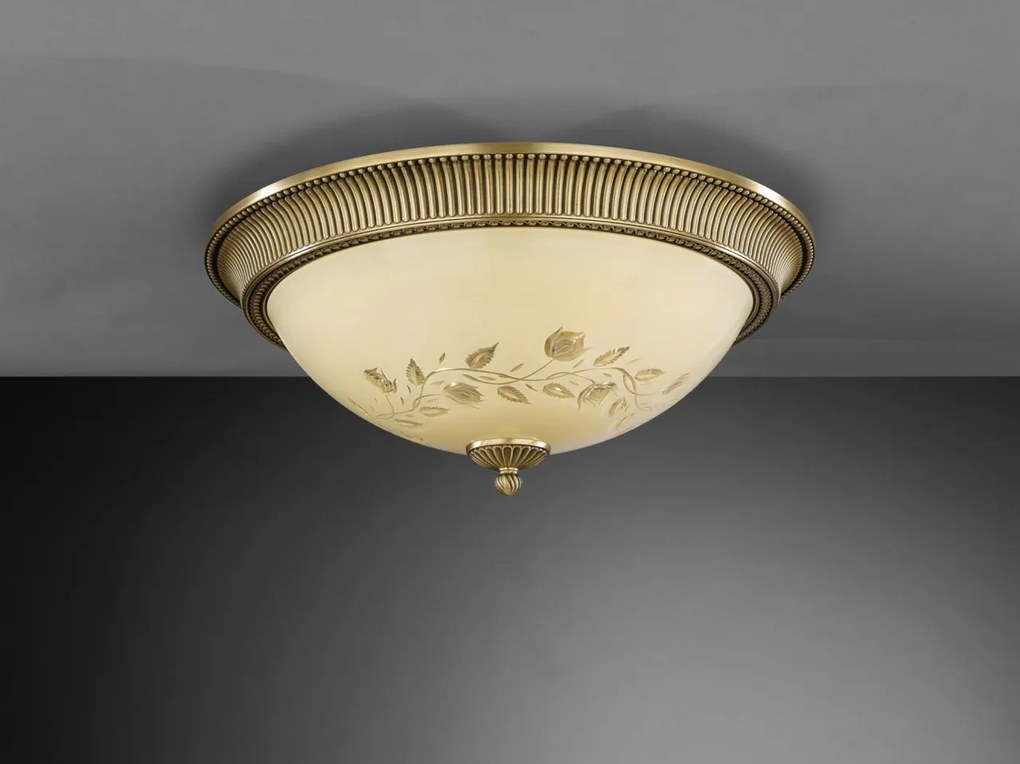 Plafoniera din alama cu sticla decorata design italian D-50cm 6208
