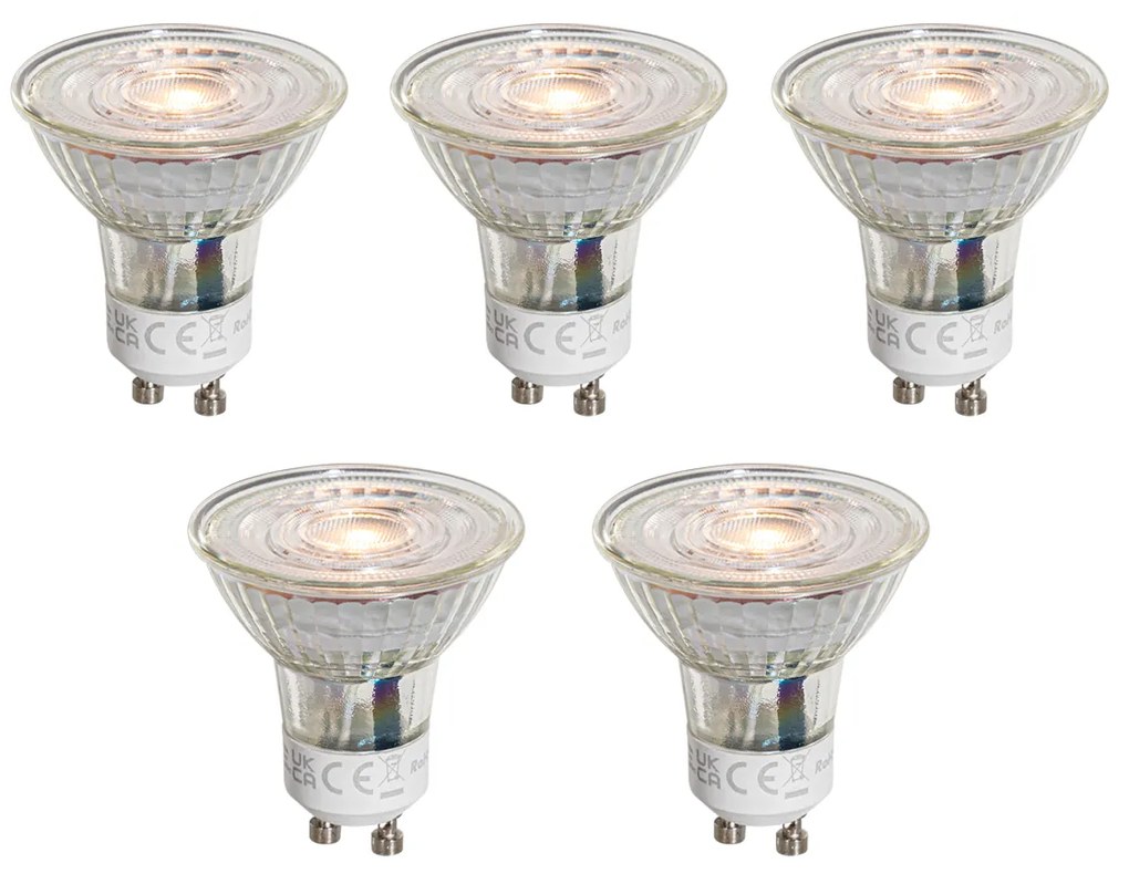 Set de 5 becuri LED GU10 50mm clare 4.5W 360 lm 2700K
