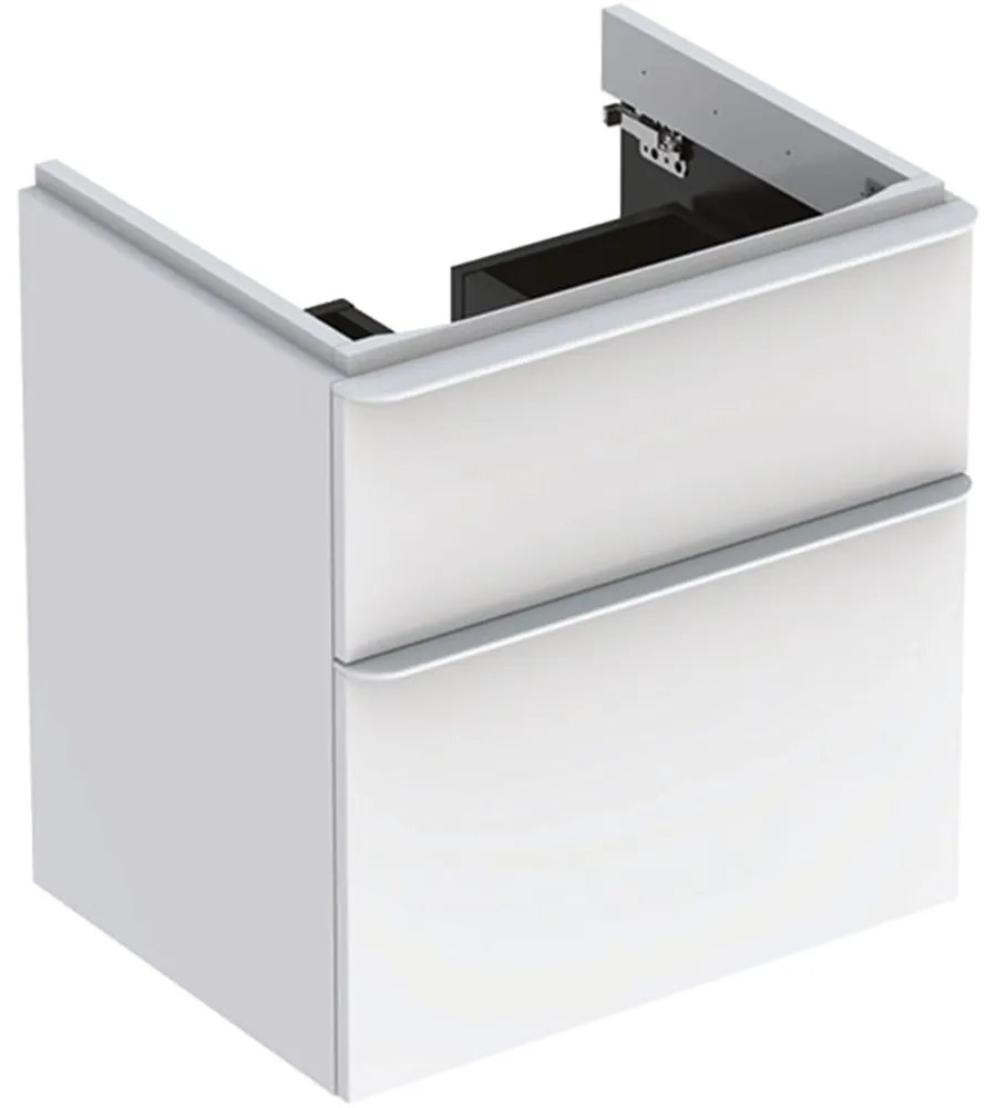 Dulap baza pentru lavoar, 584x470x617 cm, 2 sertare, alb lucios alb mat