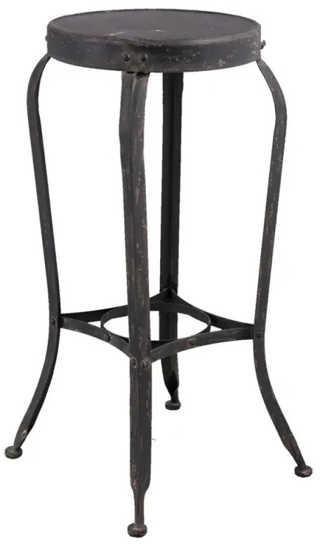 Scaun bar rotund, negru, din metal, Ø37x72 cm, stil industrial vintage