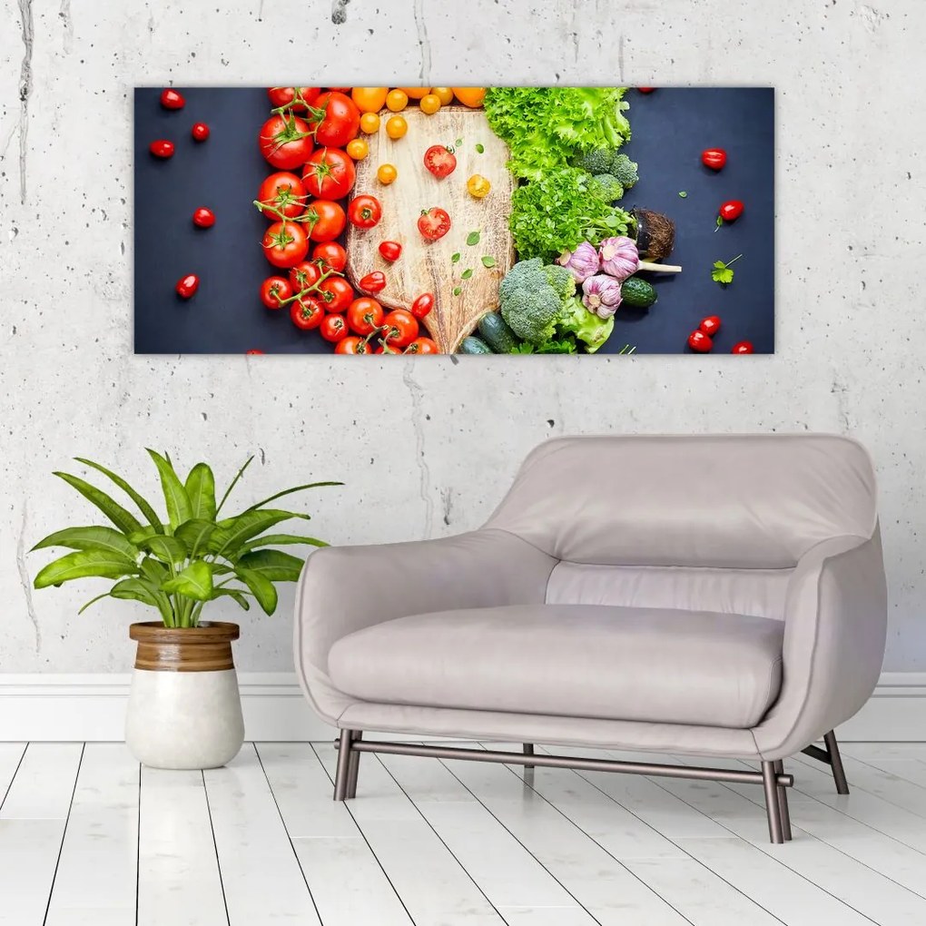 Tablou - Masa plină cu legume (120x50 cm)