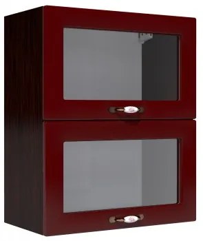Corp superior vitrina 60 cu 2 usi orizontale Zebra MDF rosu simplu