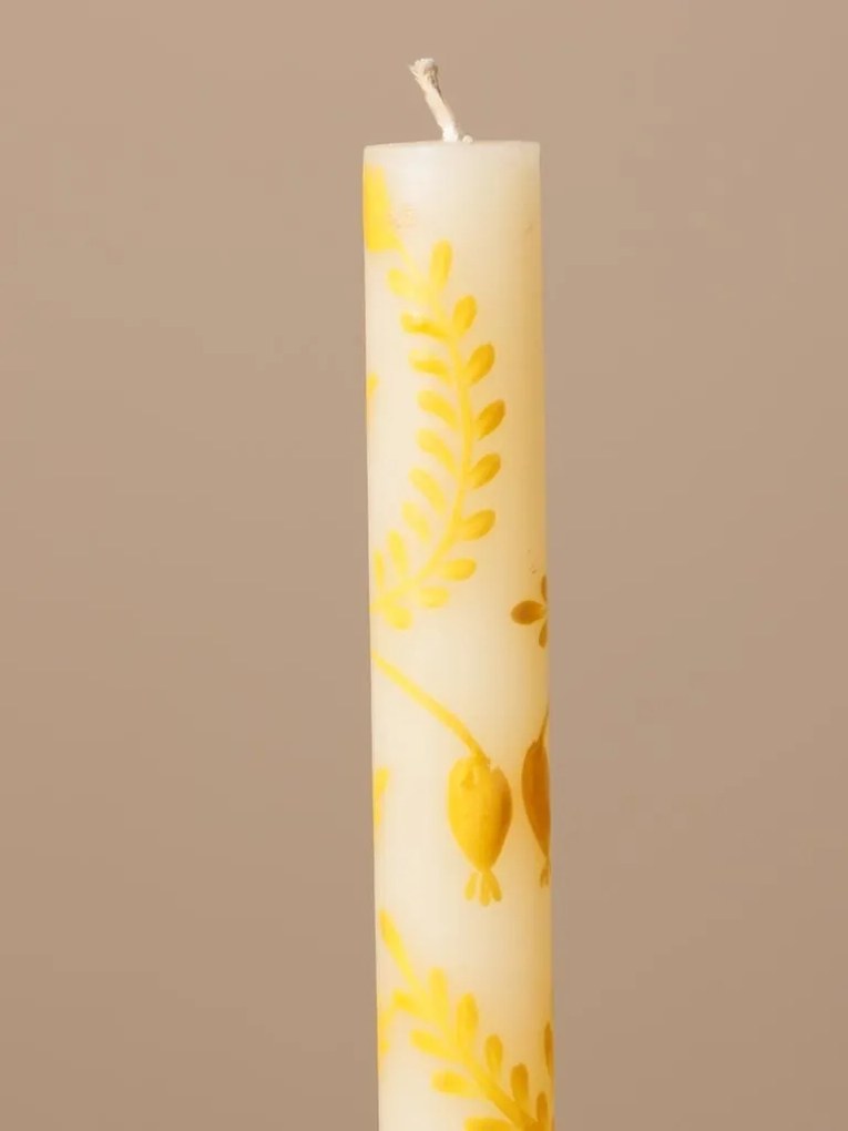 Set 3 lumanari, lucrate manual, Yellow Flowers