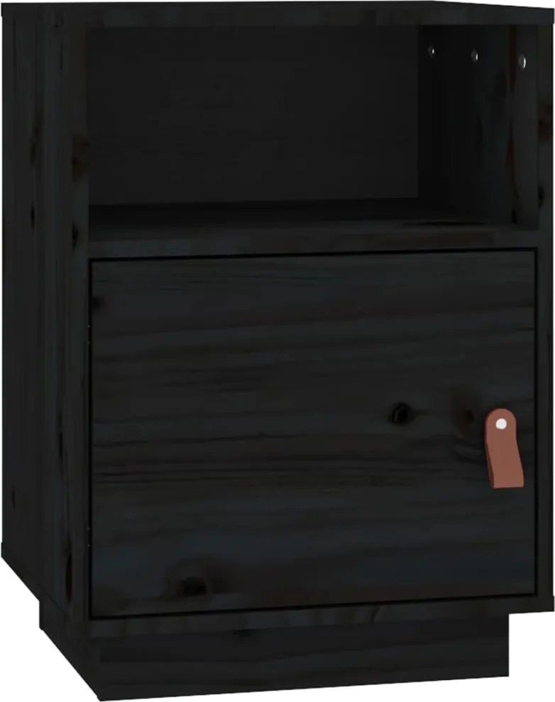 vidaXL Noptieră, negru, 40x34x55 cm, lemn masiv de pin