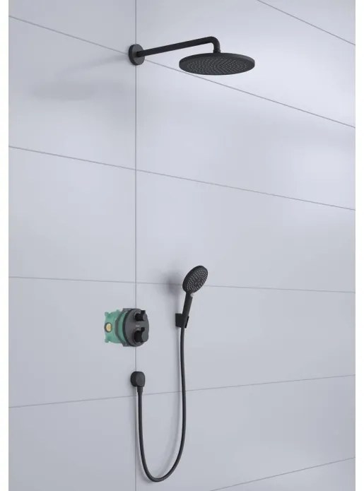 Sistem de dus incastrat, Hansgrohe Croma 280, baterie cu termostat Ecostat S, para si palarie dus, negru mat, 27961670
