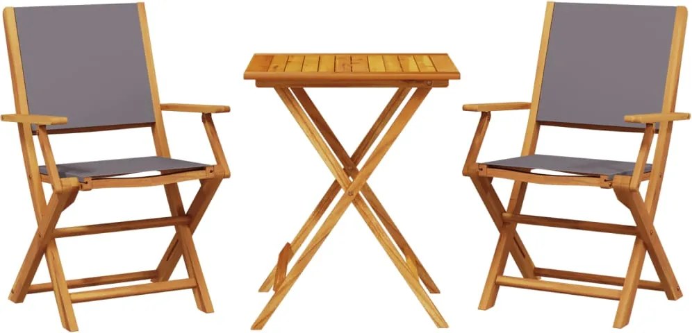 vidaXL Set mobilier bistro, 3 piese, textil antracit/lemn masiv