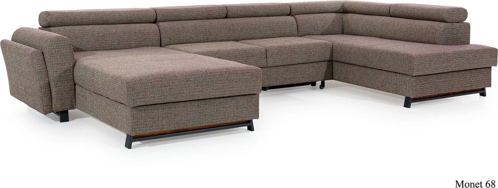Colțar lemn masiv Formă U Extensibil Joy 370x190cm Personalizabil - Grande 75, Dreapta