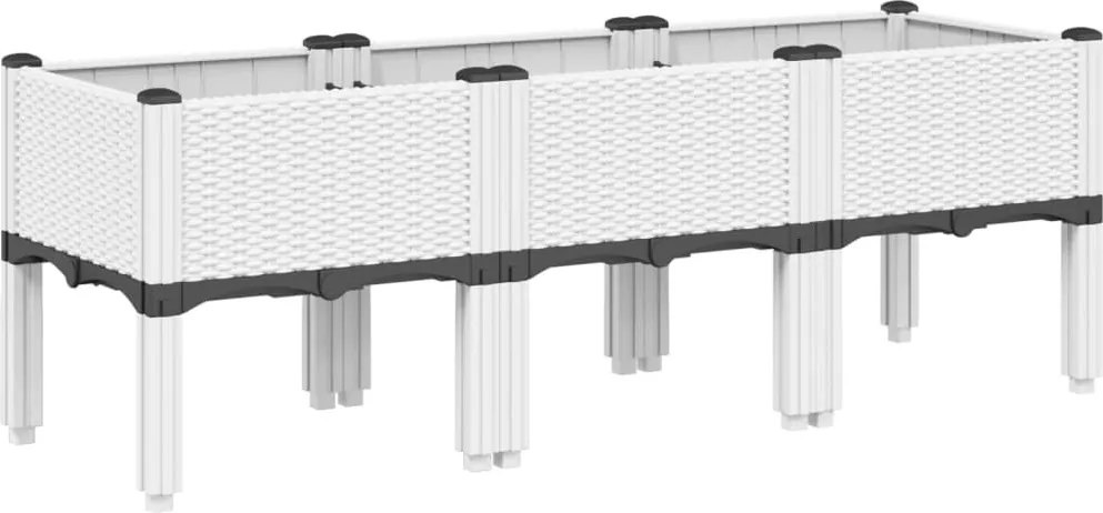 vidaXL Jardinieră de grădină cu picioare, alb, 120x40x42 cm, PP