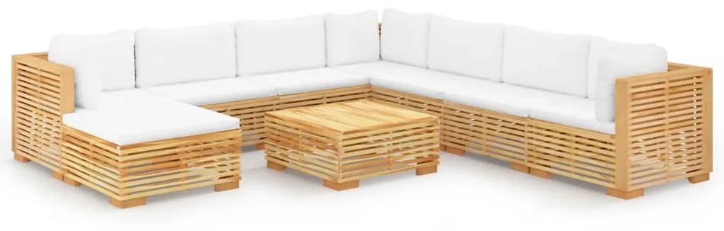3100889 vidaXL Set mobilier grădină cu perne, 9 piese, lemn masiv de tec