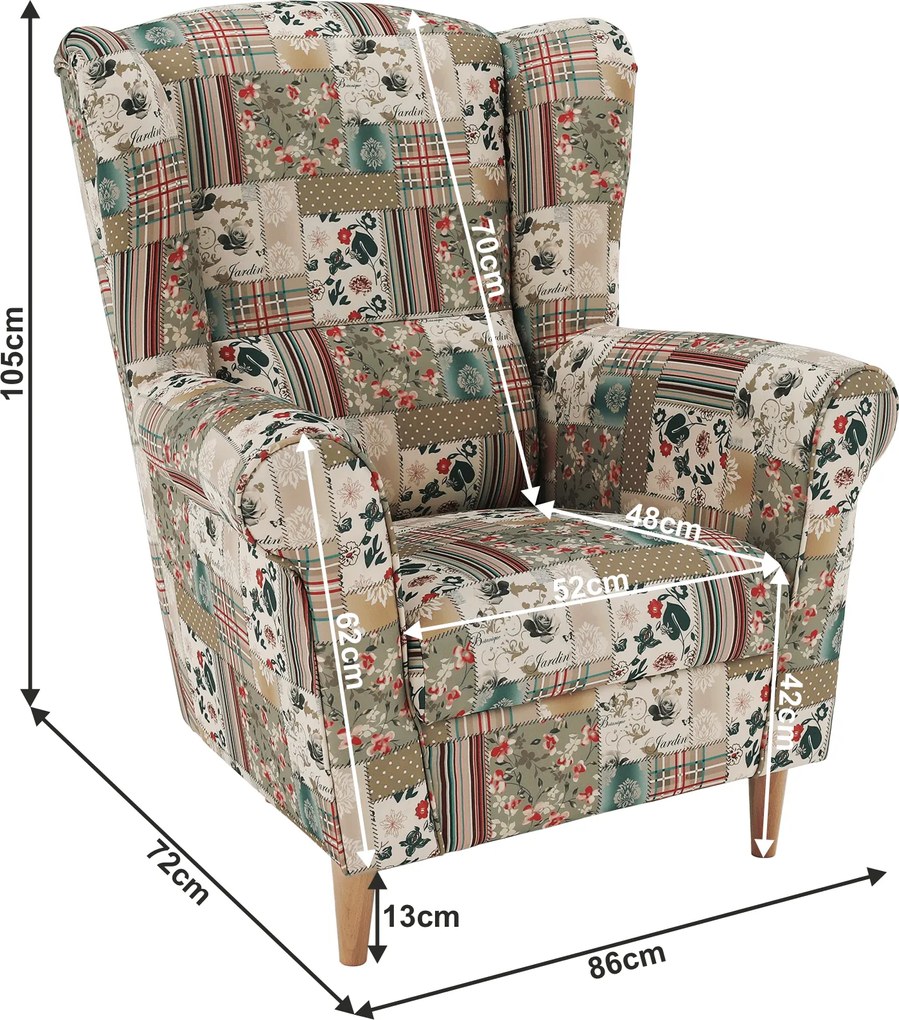 Fotoliu, material textil în stilul patchwork viorica 1, CHARLOT