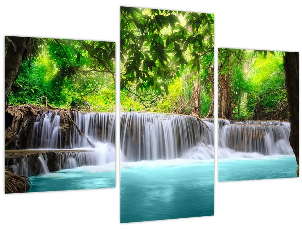 Tablou - Cascadă, turcoaz (90x60 cm)