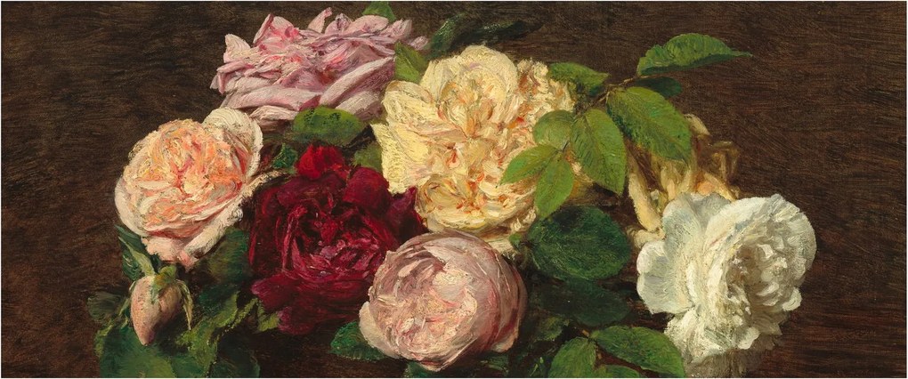 Tablou - Henri Fantin-Latour, Roses de Nice on a Table, reproducere (120x50 cm)