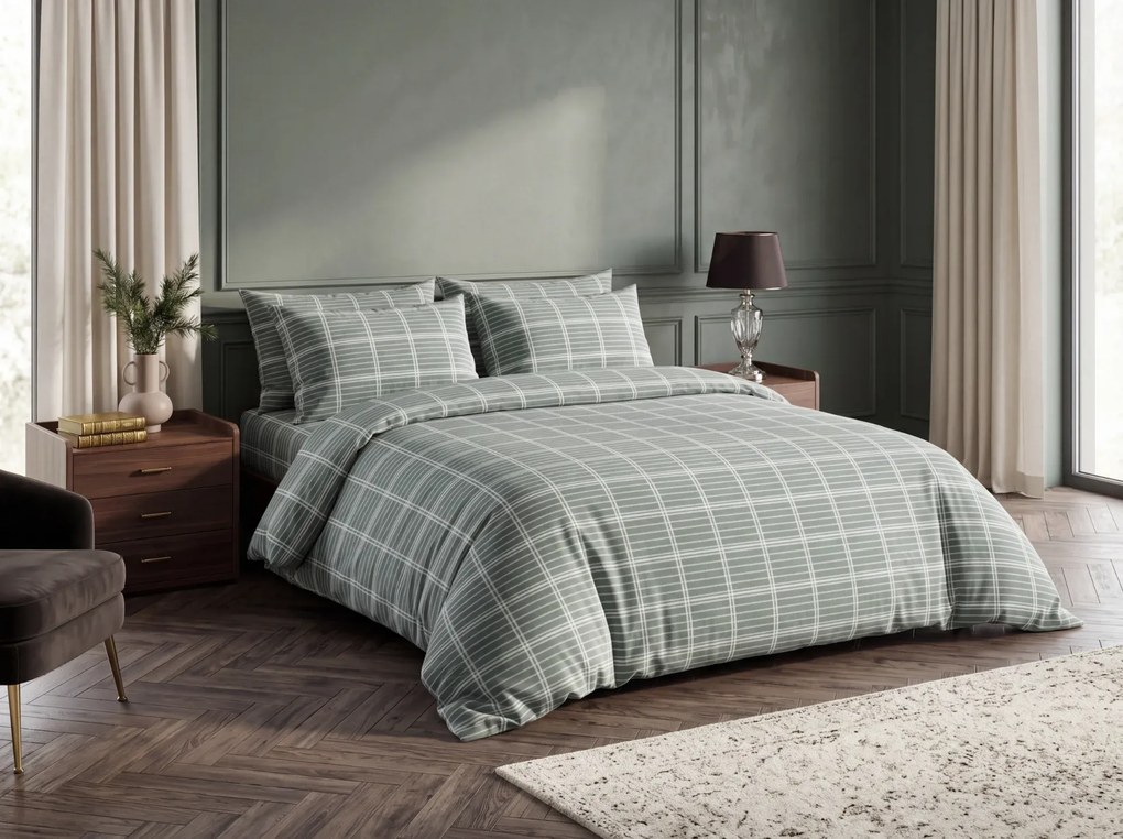 Lenjerie de pat din bumbac Renforce FIOREA verde Dimensiune lenjerie de pat: 2 buc 70 x 90 cm | 200 x 220 cm