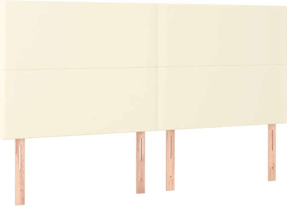 vidaXL Tăblie de pat crem 160x5x118/128 cm piele ecologică