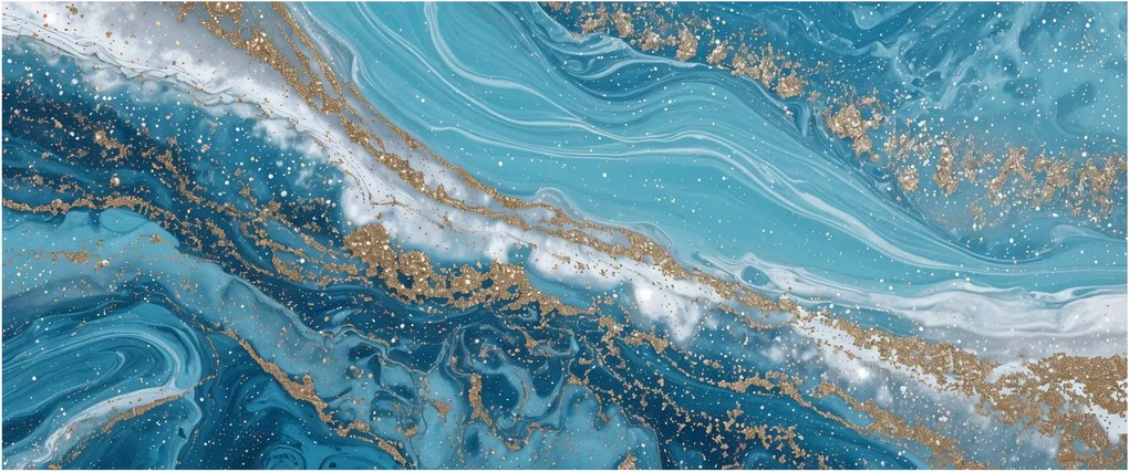 Tablou - Marmură bleu cu aur I. (120x50 cm)