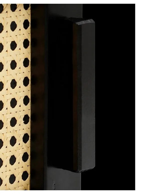 Masă TV din lemn de pin cu uși din ratan Støraa Jolene, negru