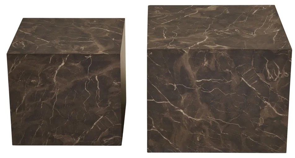 Măsuță de cafea Prague efect marmură, maro, set de 2