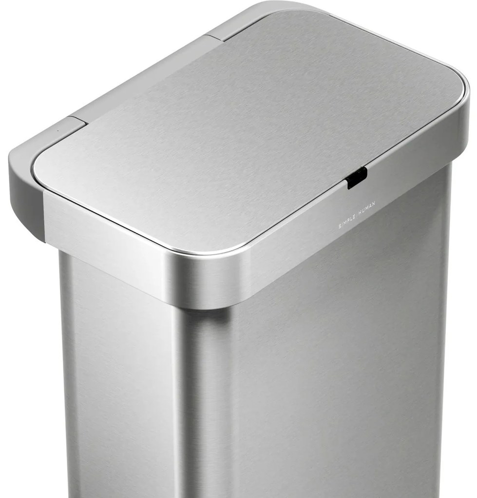 Coș de gunoi fără atingere Simplehuman cu senzorvocal 58 l, oțel inoxidabil mat