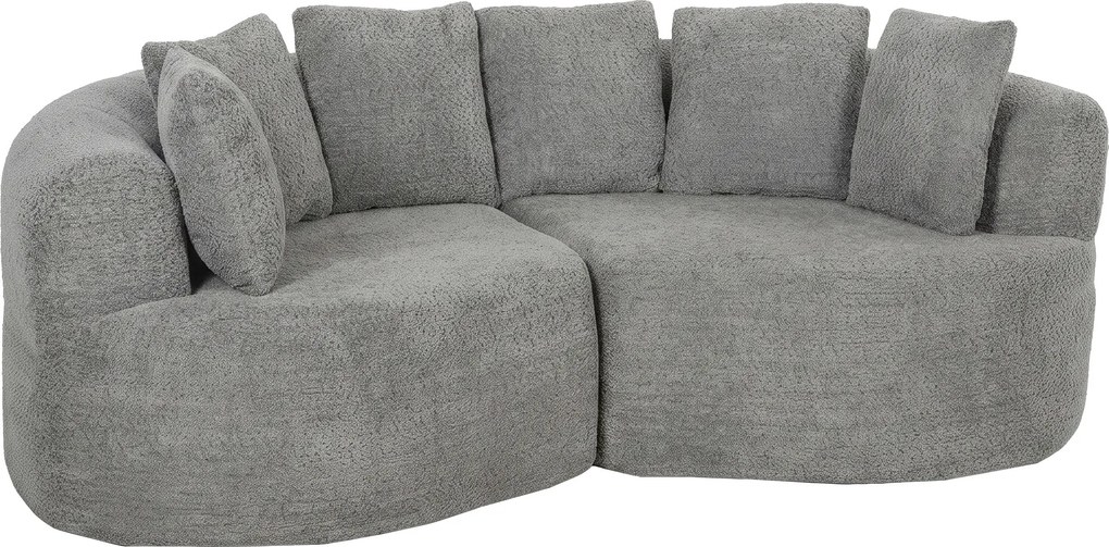 HOMCOM Canapea 3 locuri fără cadru, cu șezut amplu, 6 perne, design curbat, din chenille, gri deschis | Aosom Romania