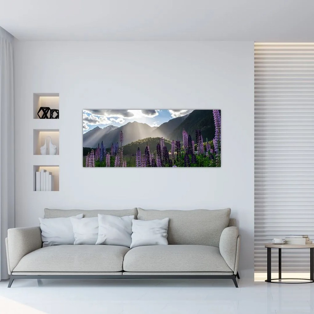 Tablou - scenariu cu flori de Lupin (120x50 cm)