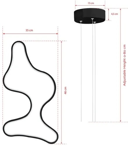 Pendul LED ARTISAN pe cablu, 36W, 230V, 6500K, negru