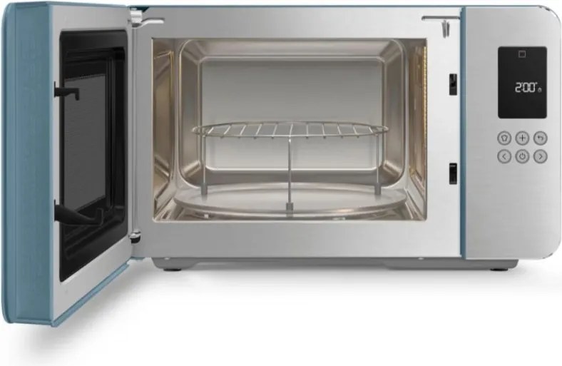 Cuptor cu microunde cu gratar 4in1 SMEG Collezione MOC01SBMEU, 1900 W, 29 l, 18 programe, Inchidere lenta, Semnal sonor, Ecran LCD, Albastru