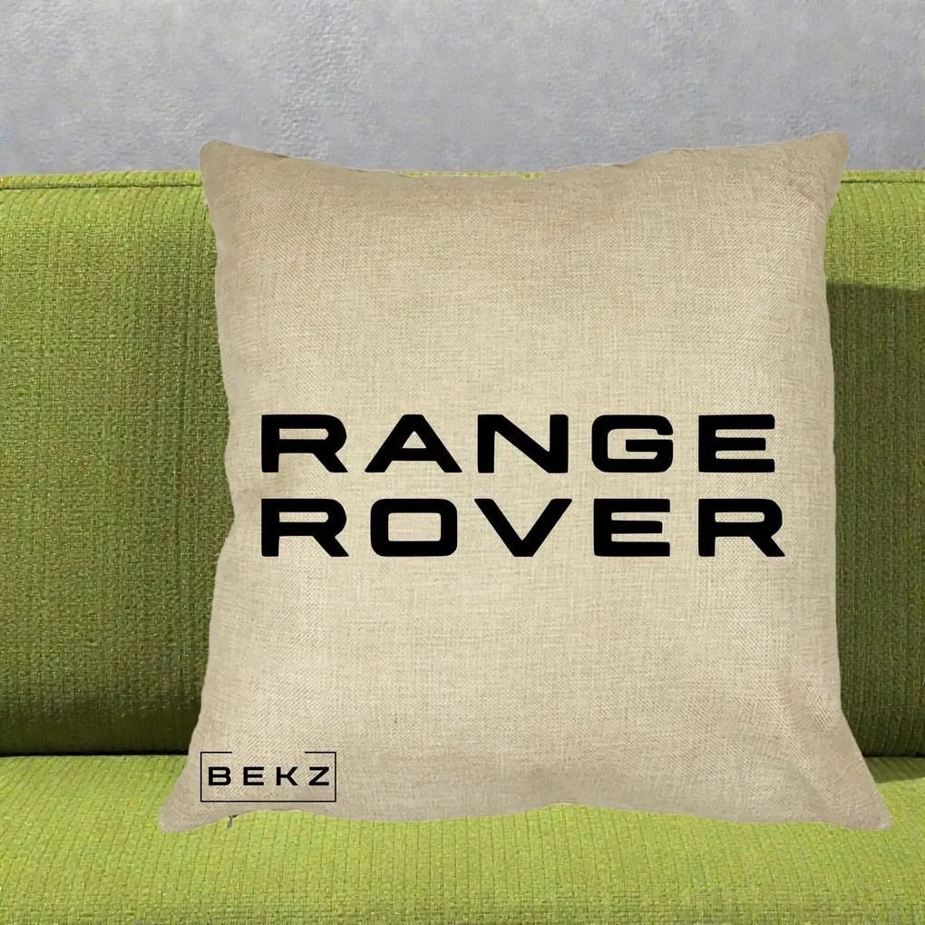 Perna Personalizata cu emblema Range Rover, 40x40 cm, Crem, Husa Detasabila, Perna Inclusa, BEKZ®