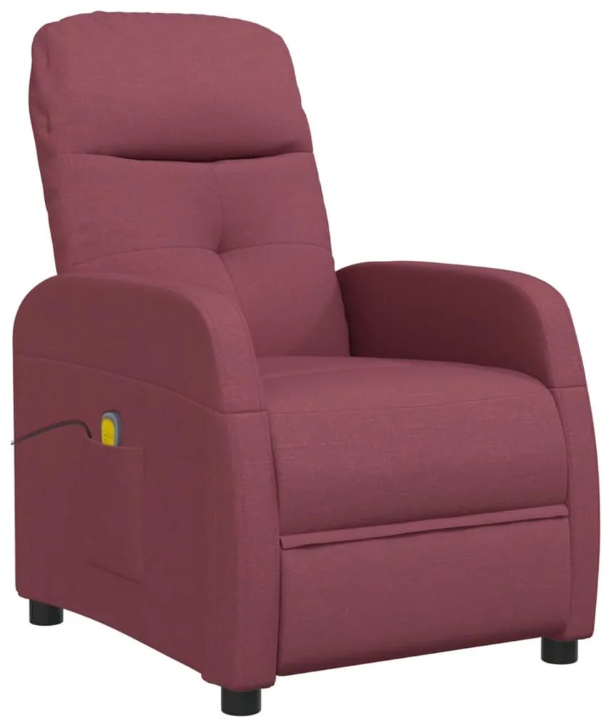 289829 vidaXL Fotoliu de masaj, roșu vin, material textil