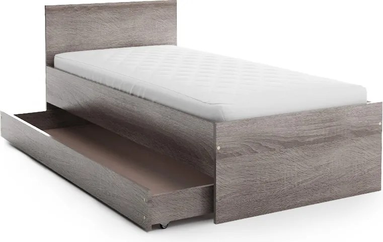 Pat ELISA 90 x 200 cm, stejar trufa Saltele: Cu saltele Deluxe 10 cm, Somiera pat: Fara somiera