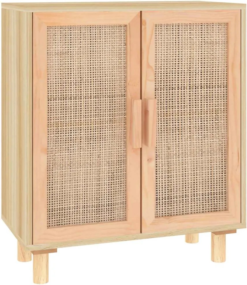 vidaXL Servantă, maro, 60x30x70 cm, lemn masiv pin și ratan natural