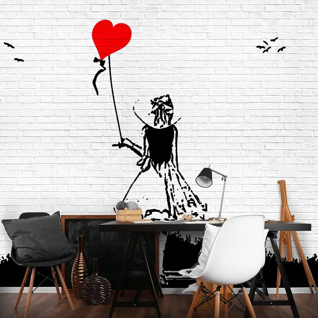 Fototapet - Fata cu balon (254x184 cm)