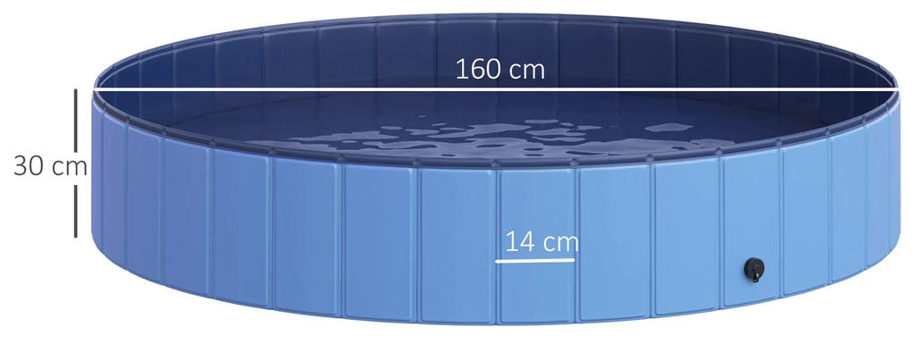 PawHut Piscina Pliabila pentru Caini in PVC, Albastru deschis, 160x30cm (ØxH) | Aosom Ro