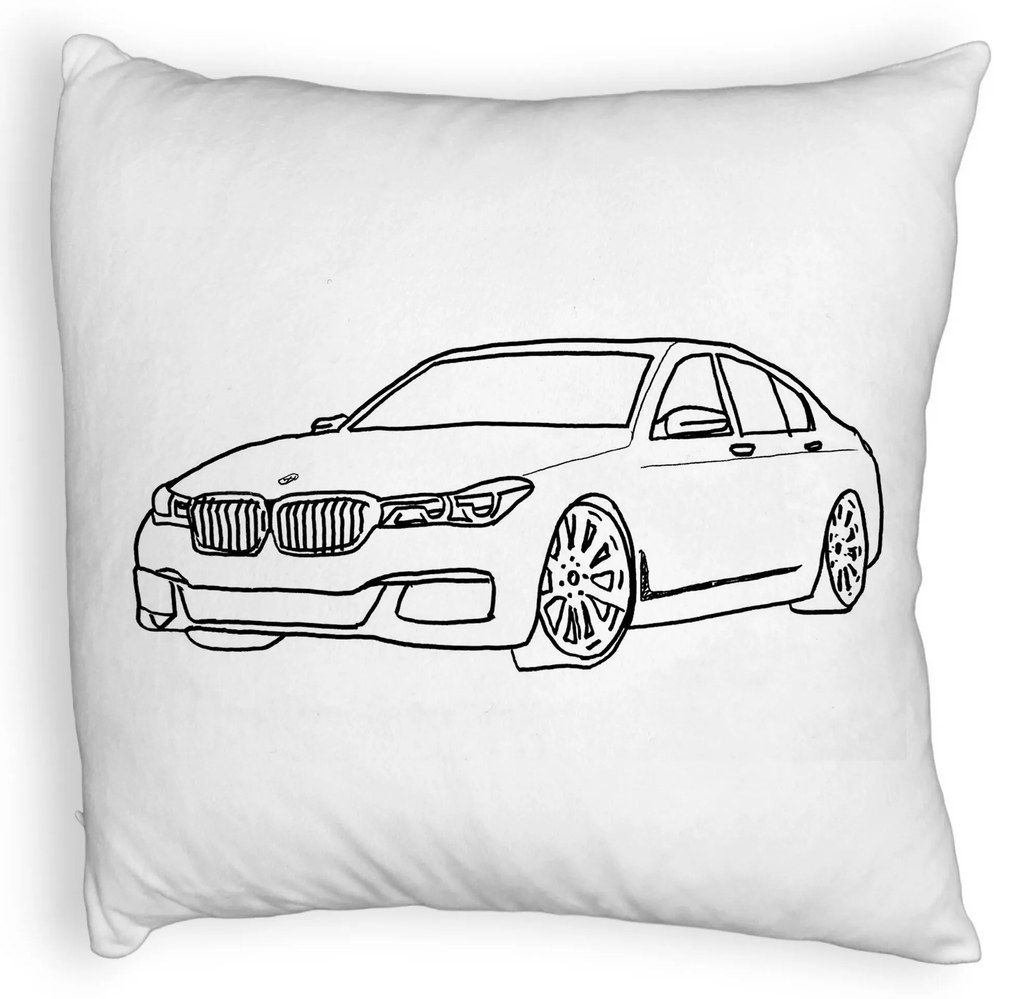 Perna Decorativa Fluffy, Model BMW Lover, 40x40 cm, Alba, Husa Detasabila, Burduf