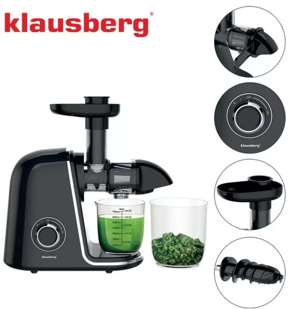 Storcator de fructe cu rotație lentă Klausberg KB7866, negru