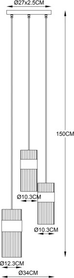 Lustră pe cablu Globo 15718-3 SCARFINA 3xE27/60W/230V