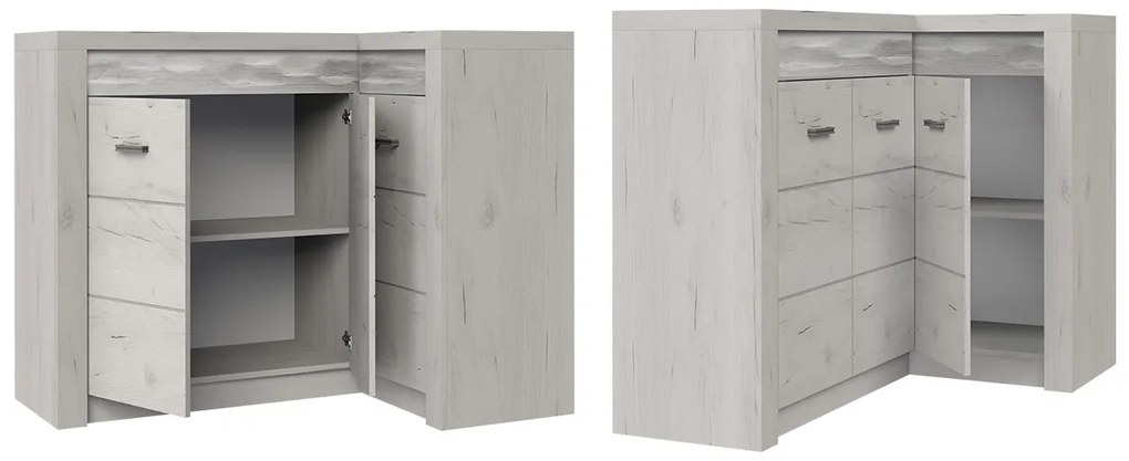 Comodă de colț Nadenas N15 K (Alb craft) (fără iluminat). 1058235