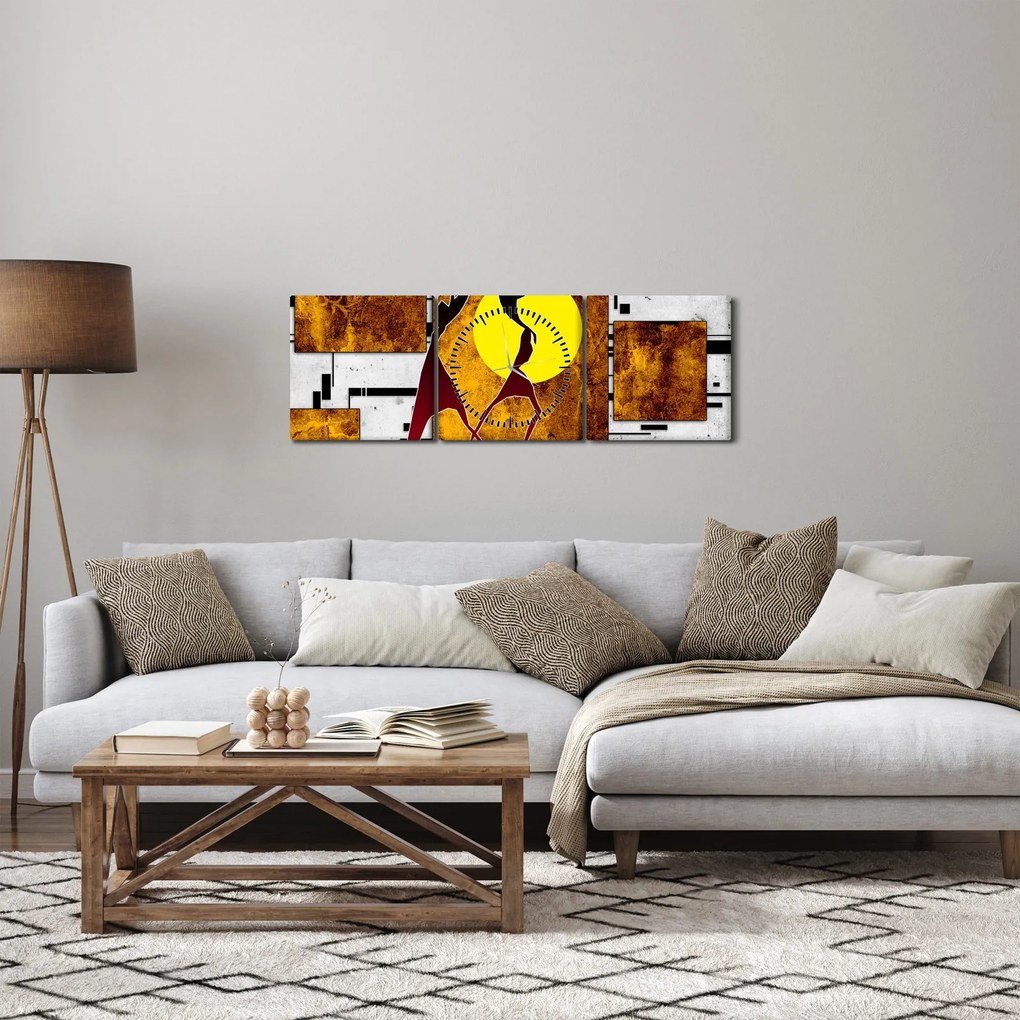 Tablou cu pictură epochală străveche (cu ceas) (90x30 cm)