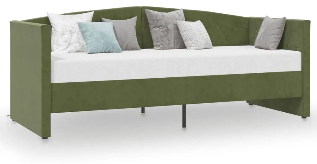 3080367 vidaXL Pat de zi cu saltea, verde închis, 90x200 cm, catifea, USB