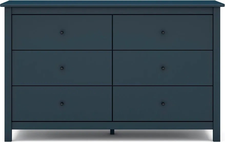 Comodă albastru-închis joasă din lemn masiv de pin 130x80 cm Misti – Marckeric