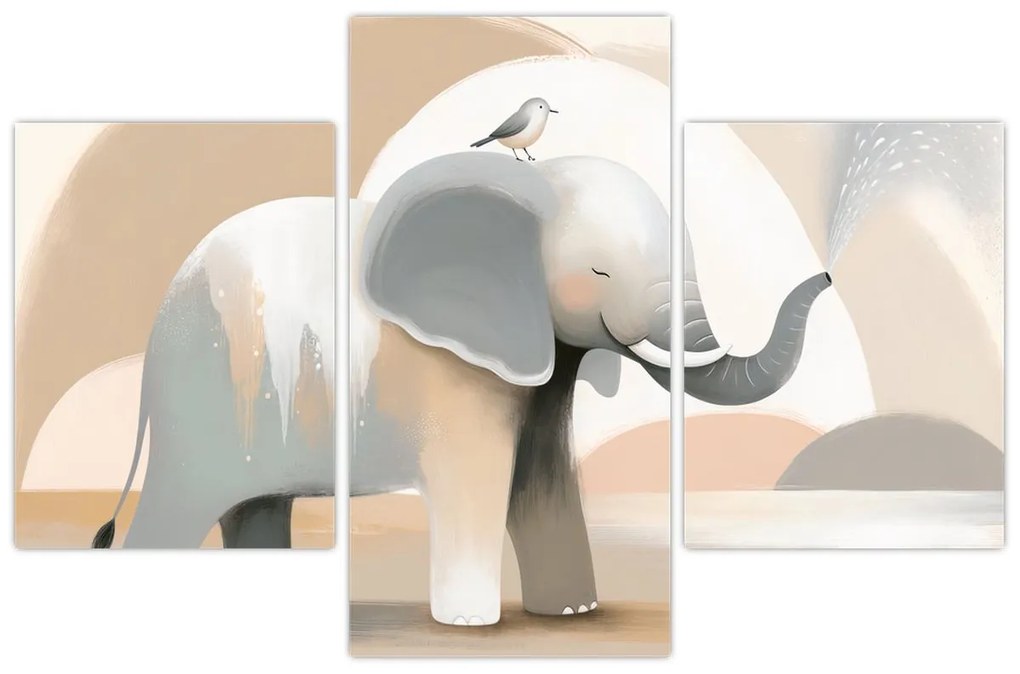 Tablou - Elefant în culori pastel (90x60 cm)